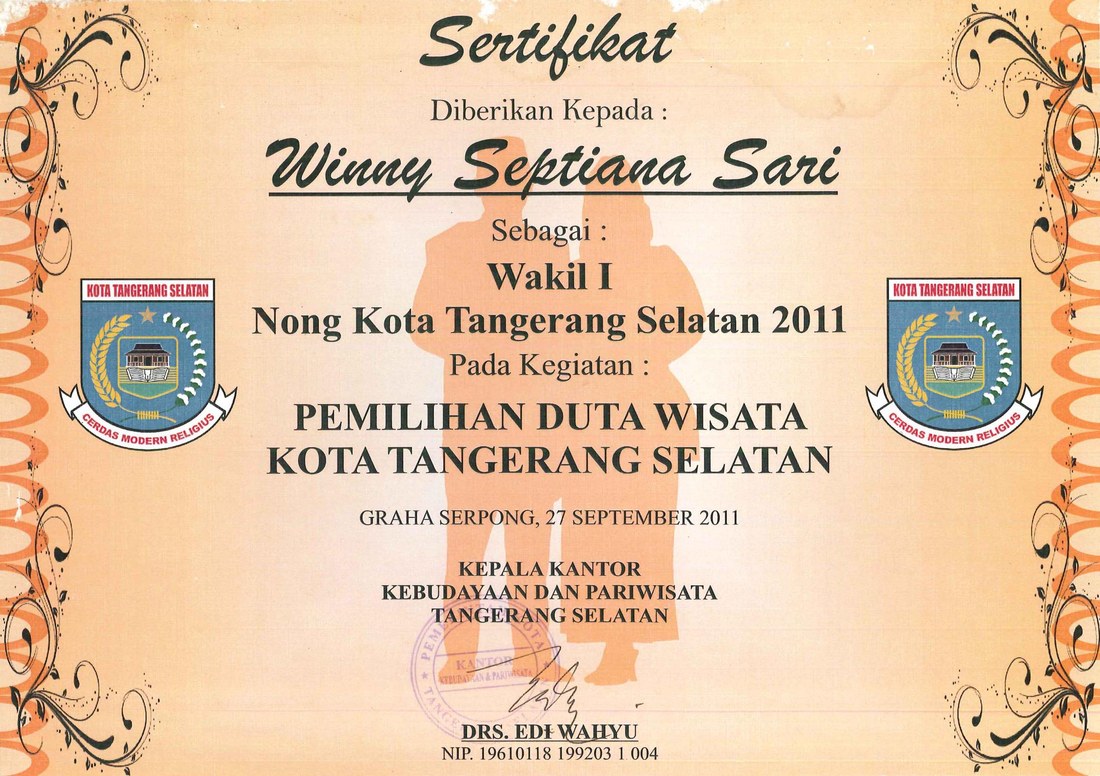 Sertifikat Wakil I Nong Kota Tangerang Selatan 2011